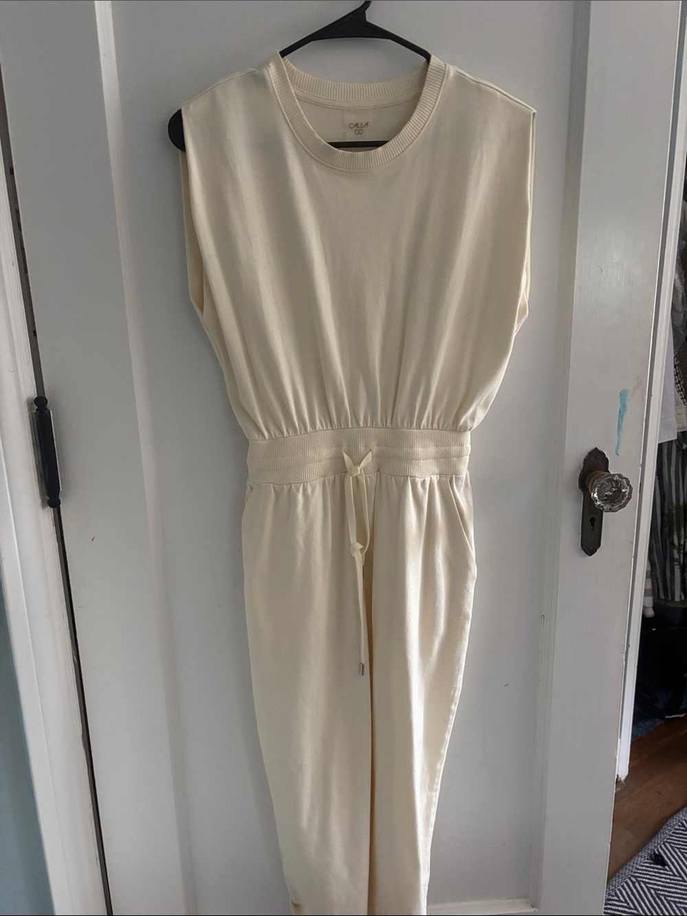 CALIA by Carrie Underwood Cream Sleeveless Drawstring Waist Maxi Dress